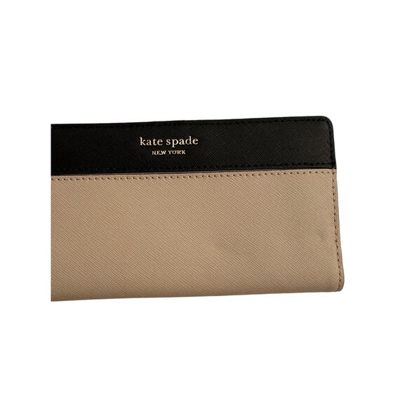 Kate Spade Taupe and Black Colorblock slim Card Holder Bifold Wallet - Picture 3 of 13